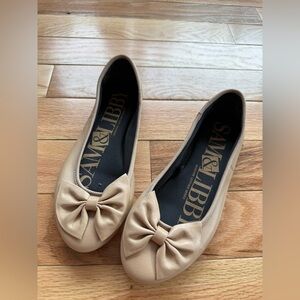 Sam & Libby Beige Bow Flats